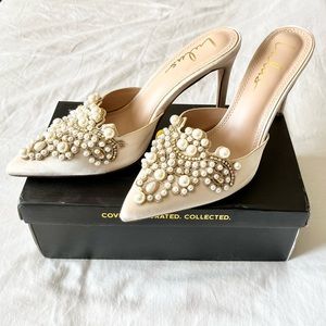 Pearl Satin Bridal Mules